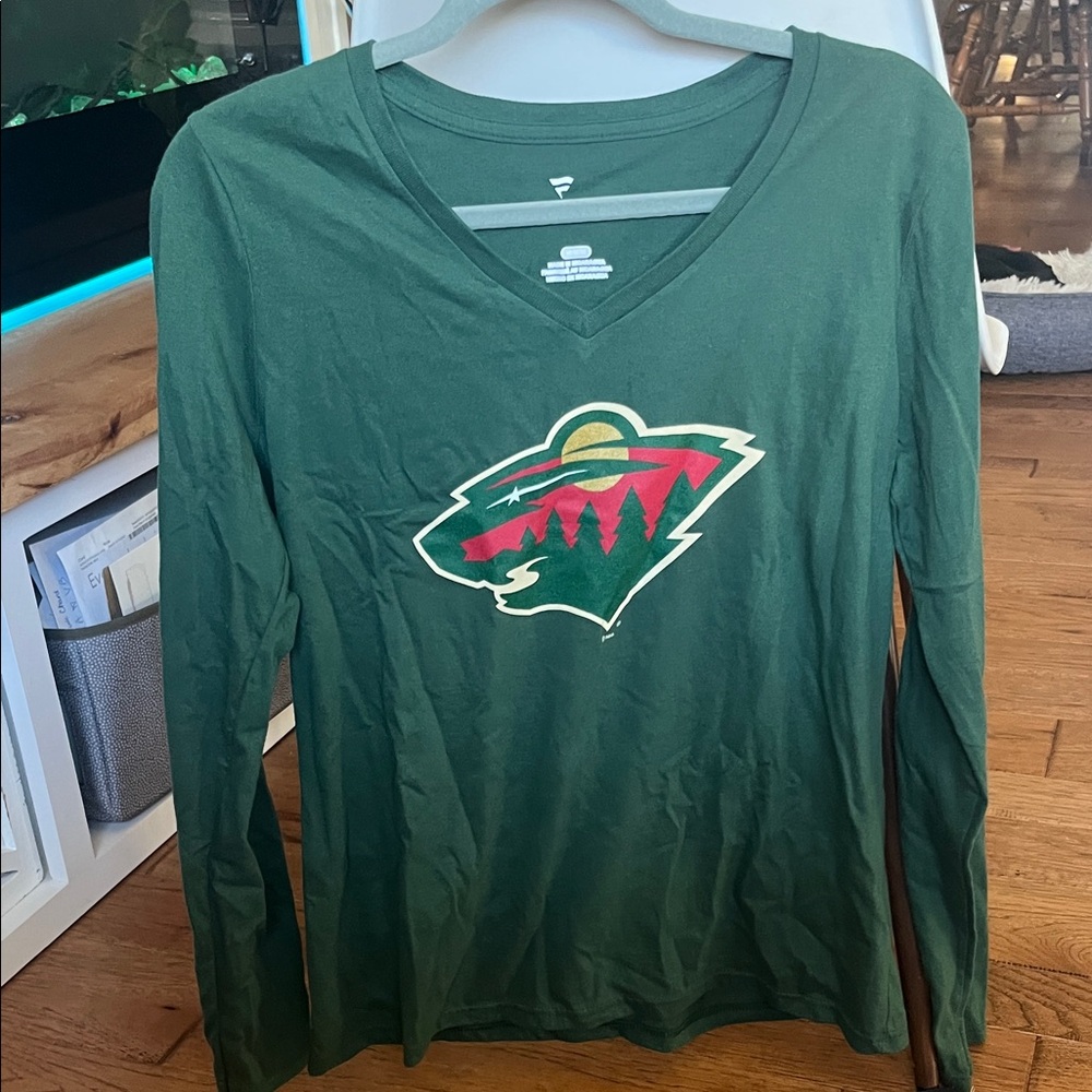 Green Long Sleeve Shirt with MN Wild Logo